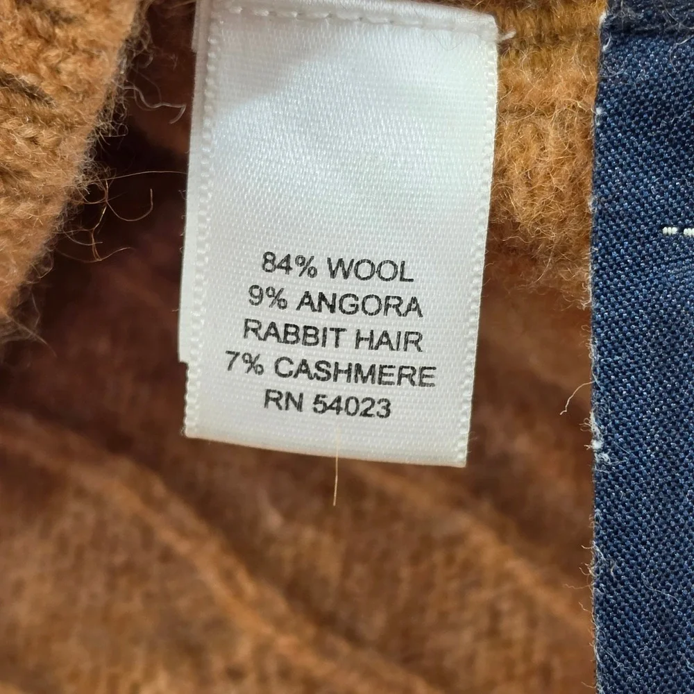 Banana Republic Angora Cashmere Wool Cable Knit Sweater Camel Mens M Flawed